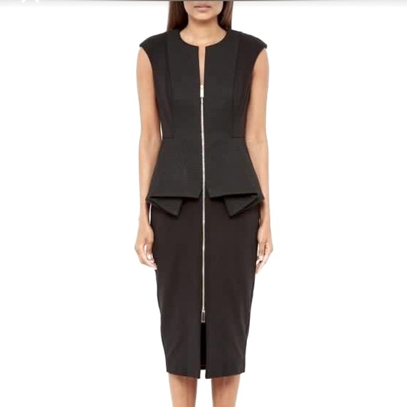 New-Ted Baker Textured Peplum Detail Dress - Picture 1 of 6